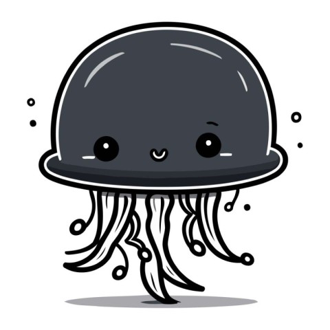 Cute Jellyfish Cartoon Mascot Character Vector Illustration.