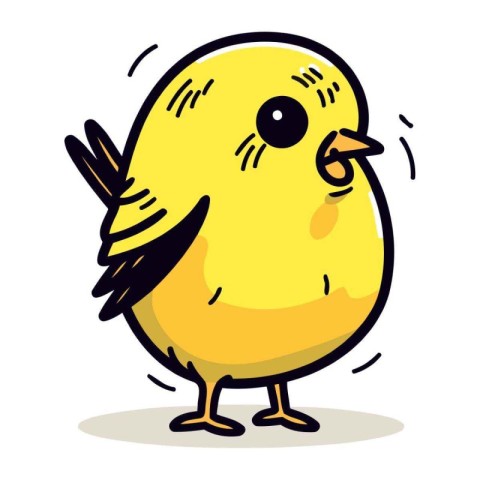 Cute yellow chick isolated on a white background. Vector illustr