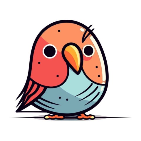 Cute cartoon bird isolated on a white background. Vector illustr