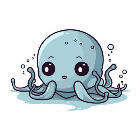 Cute cartoon octopus. Vector illustration isolated on white back