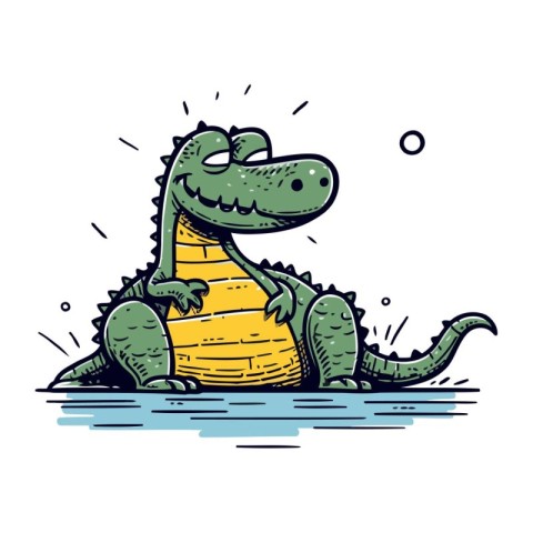 Crocodile. Hand drawn vector illustration in cartoon style.