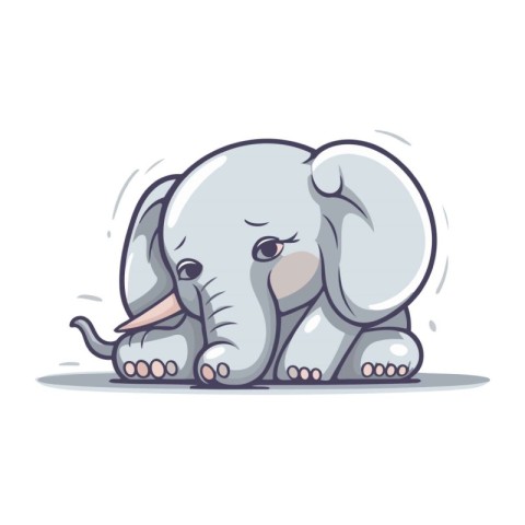 Cute cartoon elephant. Vector illustration isolated on a white b