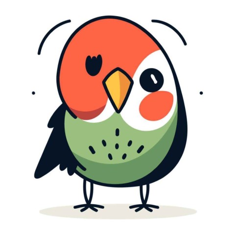 Cute cartoon parrot bird. Vector illustration in flat style.