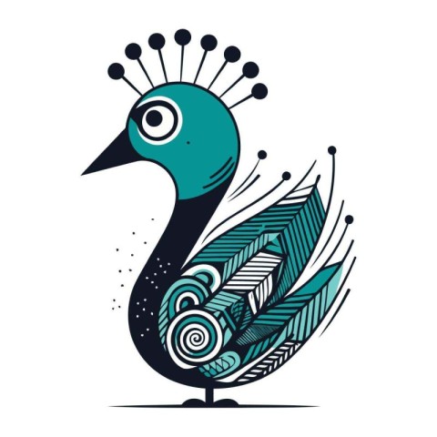 Peacock. Vector illustration. Isolated on white background.