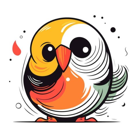 Vector illustration of cute cartoon parrot. Hand drawn design el