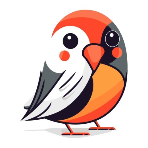 Funny cartoon vector illustration of a cute little bullfinch.