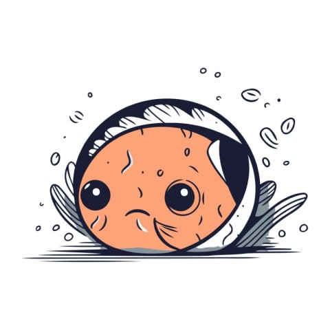 Cute cartoon kawaii fish with eyes. Vector illustration.