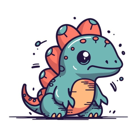 Cute cartoon dinosaur. Vector illustration of a cute little dino