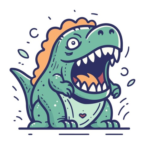 Cartoon tyrannosaurus rex. Vector illustration of cute dinosaur.