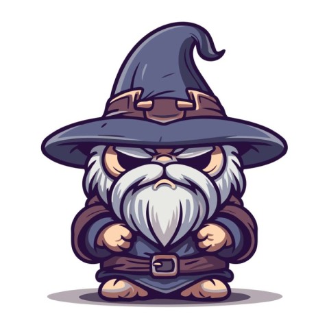 Cartoon gnome in a hat and cape. Vector illustration.