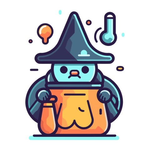 Cute kawaii witch character. Vector illustration in flat style