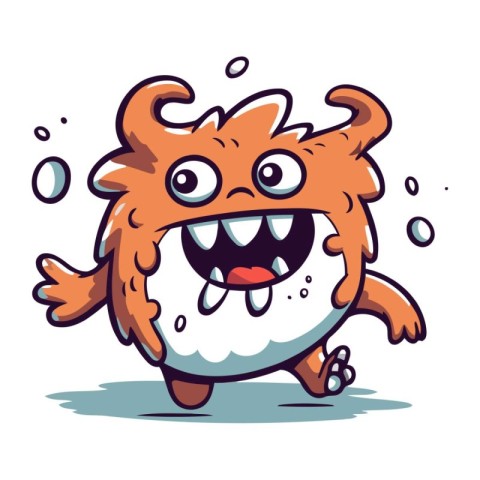 Funny monster running. Vector illustration. Isolated on white ba