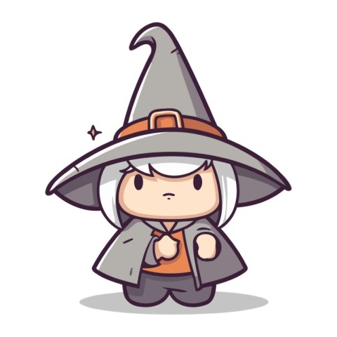 Witch costume character cartoon vector illustration. Cute wizard