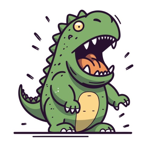 Funny cartoon green crocodile. Vector illustration. Isolated on