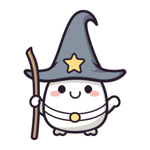 Witch Cute Cartoon Mascot Character Vector Illustration.