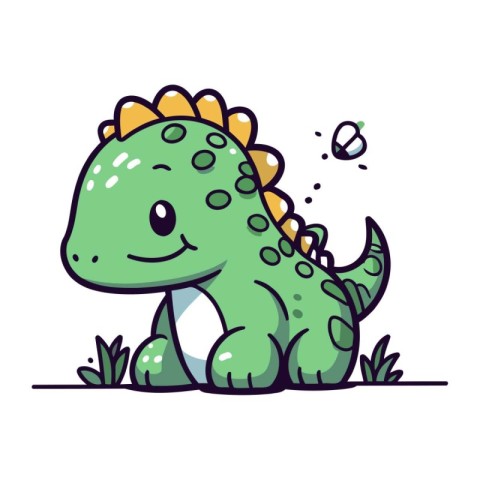 Cute little dinosaur in cartoon style. Vector illustration isola