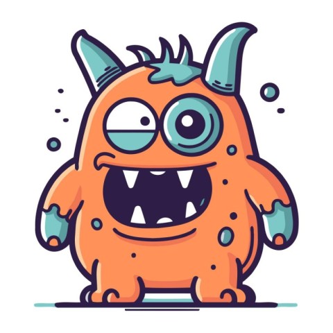 Funny cartoon monster character. Vector illustration of funny mo