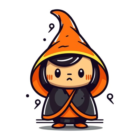 Cute little witch character vector illustration. Cute little wit