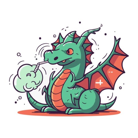 Funny dragon. Vector illustration. Isolated on white background.