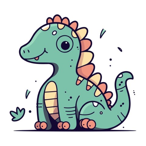 Cute cartoon dinosaur. Vector illustration in a flat style on a