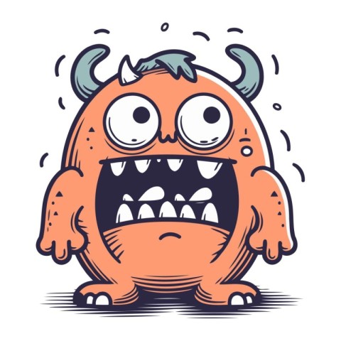 Angry cartoon monster. Vector illustration isolated on a white b