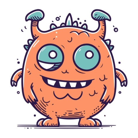 Funny monster character. Vector illustration in doodle style.