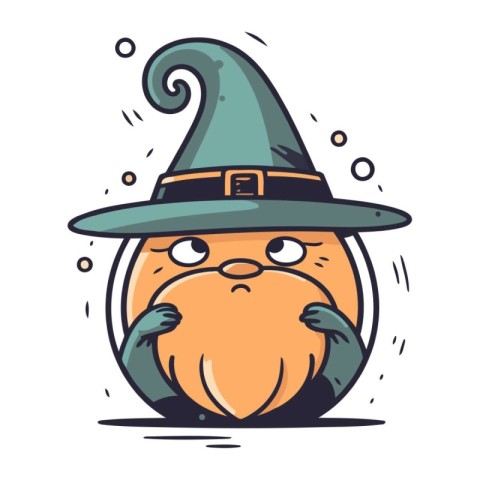 Wizard in hat. Vector illustration. Isolated on white background