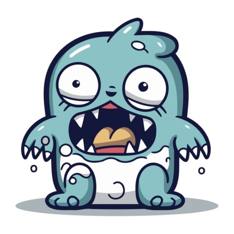 Angry monster character cartoon vector illustration. Cute monste