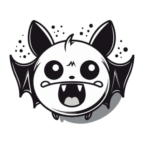 Angry cartoon bat. Vector illustration isolated on a white backg