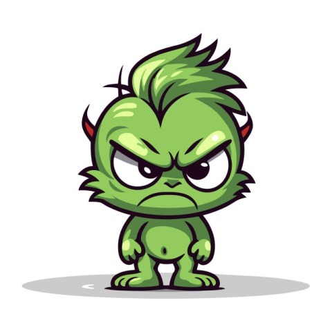 Angry Green Monster Cartoon Mascot Character Vector Illustration