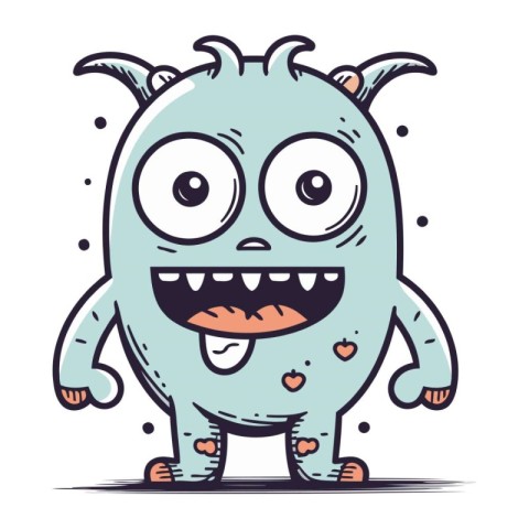 Funny cartoon monster. Vector illustration. Isolated on white ba