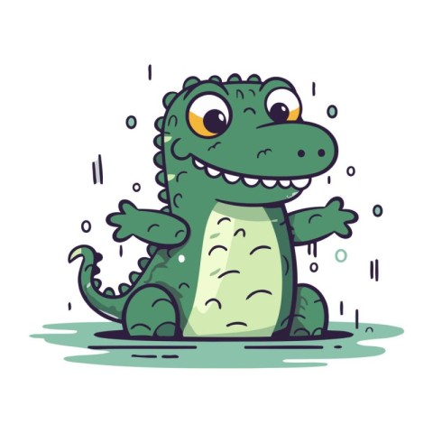 Cute cartoon crocodile. Vector illustration. Cute character.