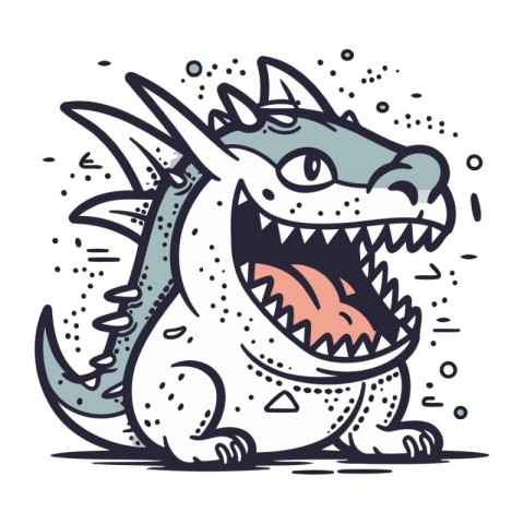 Funny cartoon dragon. Vector illustration isolated on a white ba