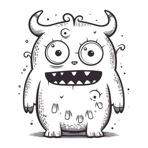 Cartoon monster. Vector illustration of a monster with horns. Is