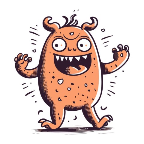 Funny cartoon monster. Vector illustration isolated on a white b