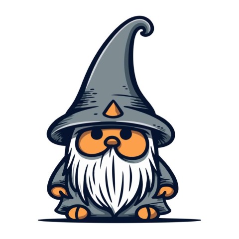 Wizard in a hat. Vector illustration on a white background.