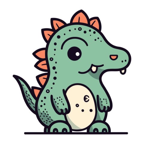 Cute cartoon dinosaur. Vector illustration isolated on a white b