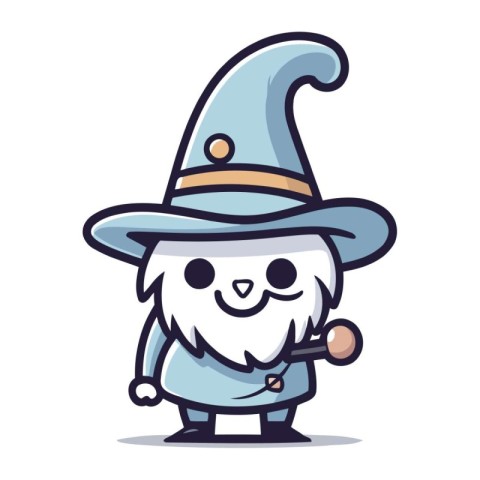 Wizard Cartoon Character Mascot Vector Illustration. Cute Wizard