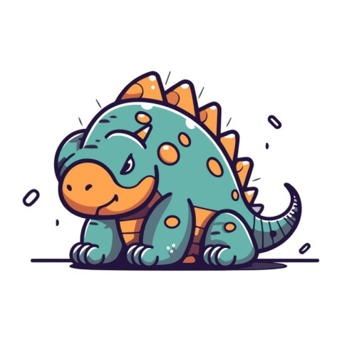 Cute cartoon dinosaur. Vector illustration in doodle style.