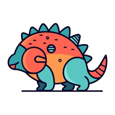 Cute cartoon stegosaurus dinosaur. Vector illustration in flat s