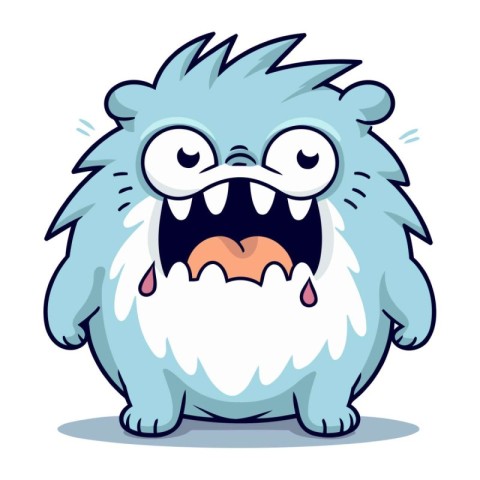 Angry cartoon monster. Vector illustration isolated on a white b