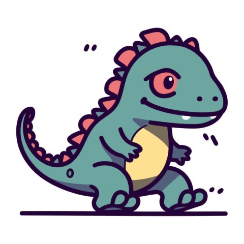 Cute cartoon dinosaur. Vector illustration of a cute cartoon din