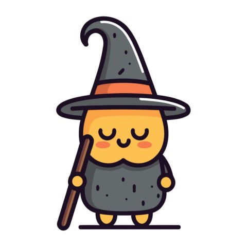 Cute witch character. Vector illustration. Isolated on white bac