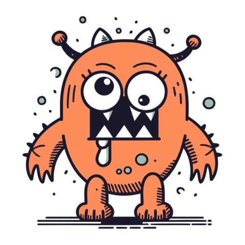 Funny cartoon monster. Vector illustration of a monster with emo