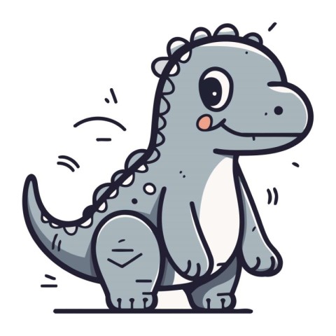 Dinosaur vector illustration. Cute cartoon dinosaur character. D