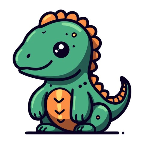 Cute cartoon dinosaur. Vector illustration isolated on a white b