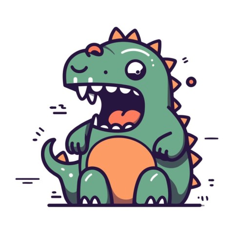 Cute cartoon dinosaur. Vector illustration. Cute dinosaur charac