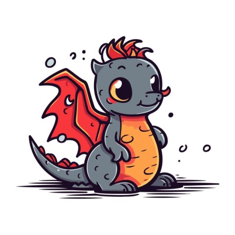 Cute cartoon dragon. Vector illustration. Isolated on white back