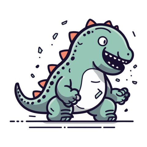 Cute cartoon dinosaur. Vector illustration isolated on a white b