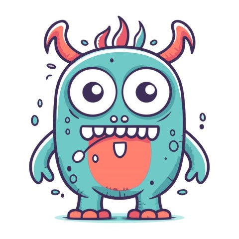 Funny cartoon monster. Vector illustration isolated on a white b